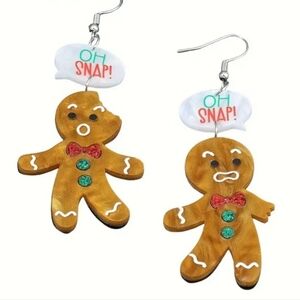 CHISTMAS/HOLIDAY OH SNAP GINGERBREAD MAN EARRINGS